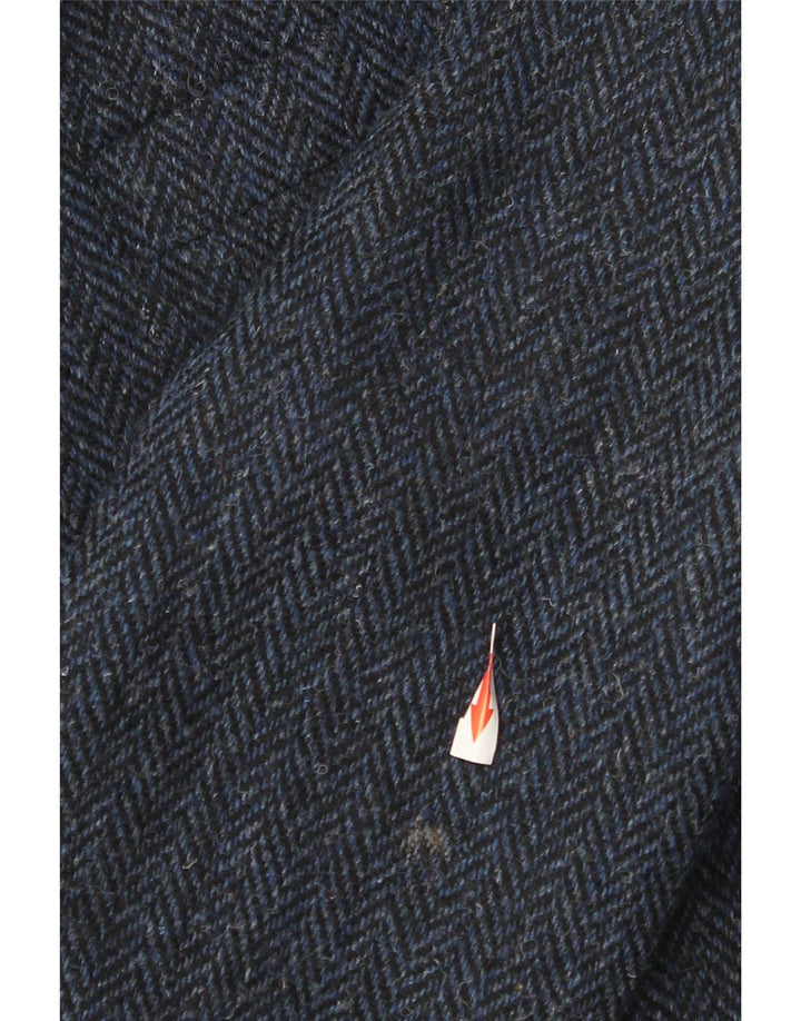 Giacca blazer a 2 bottoni da uomo Harris Tweed UK 38 medio blu navy a spina di pesce