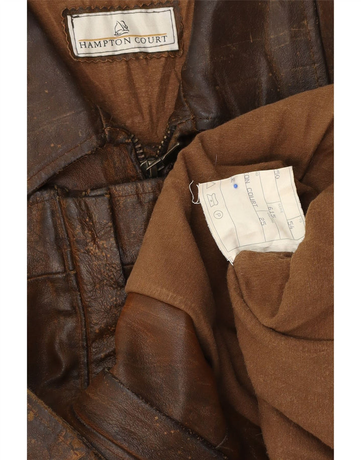 Giacca in pelle vintage da uomo IT 54 2XL Pelle marrone