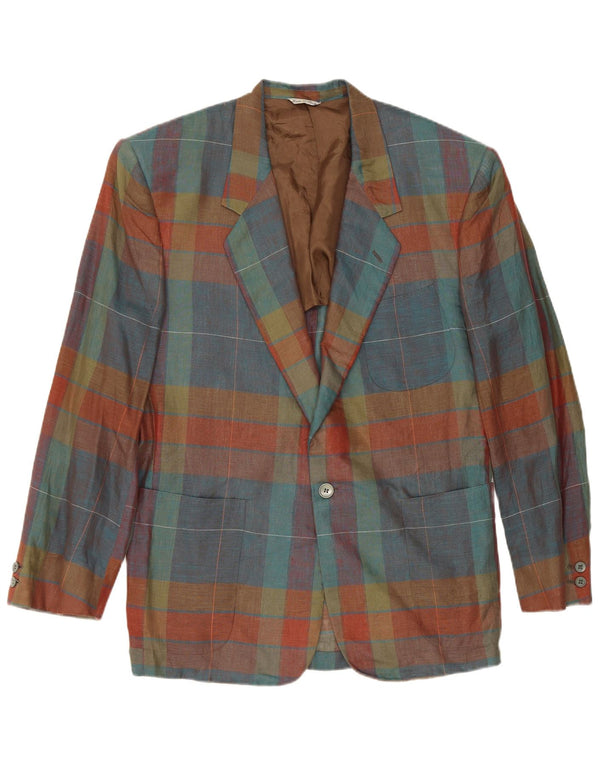 Missoni Giacca Blazer da Uomo a 1 Bottone IT 52 XL Lino a quadri multicolore