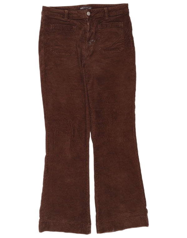 Pantaloni svasati in velluto a coste da donna Marks & Spencer UK 12 Medium W32 L30 Marrone