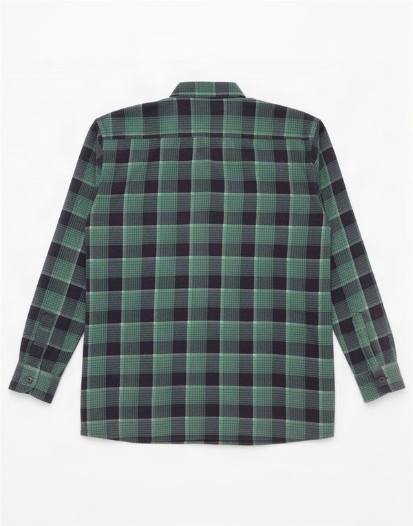 Camicia vintage da uomo in flanella a quadri verdi grandi