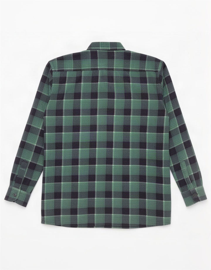 Camicia vintage da uomo in flanella a quadri verdi grandi
