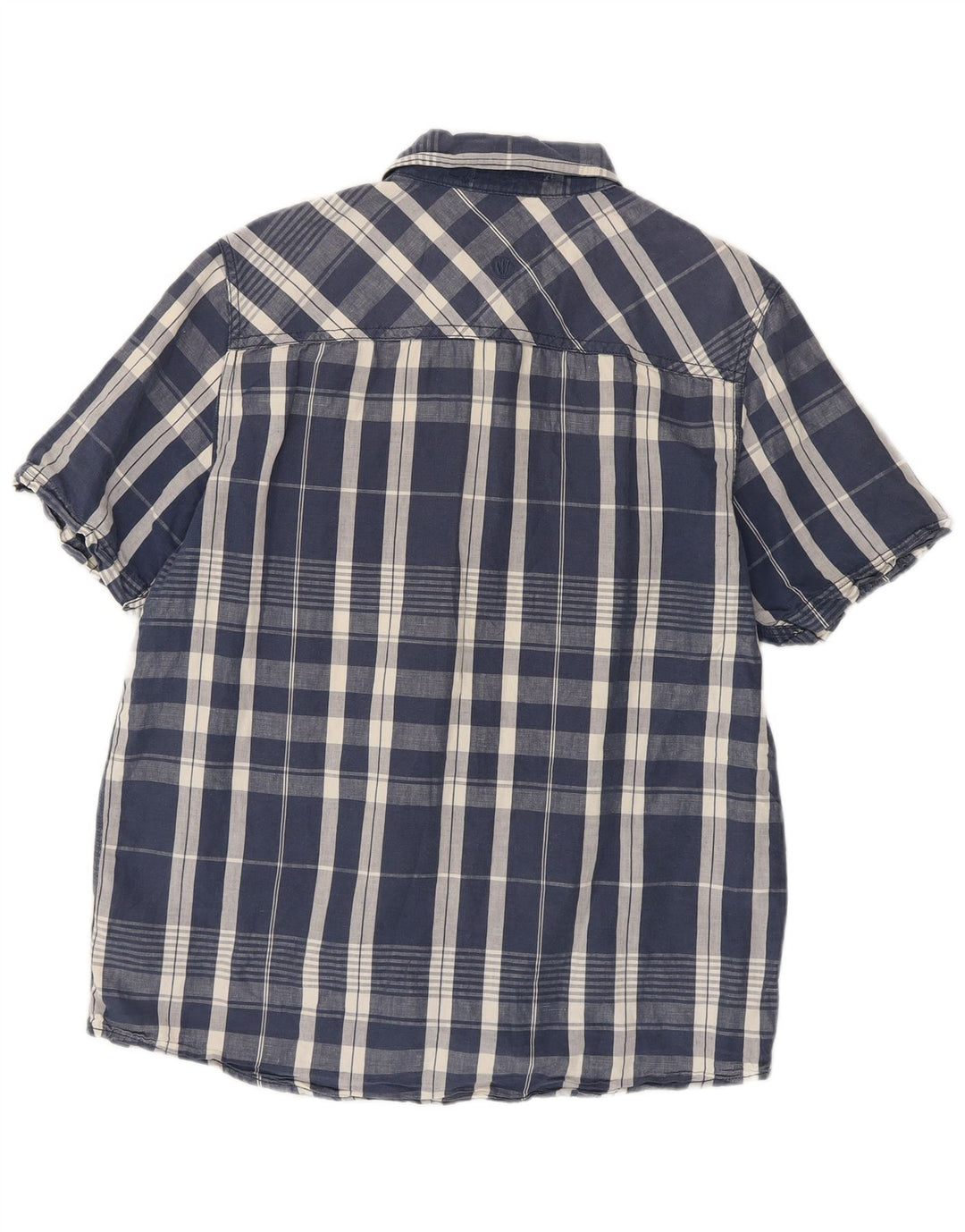Camicia a maniche corte da uomo Fat Face Grande cotone scozzese blu navy