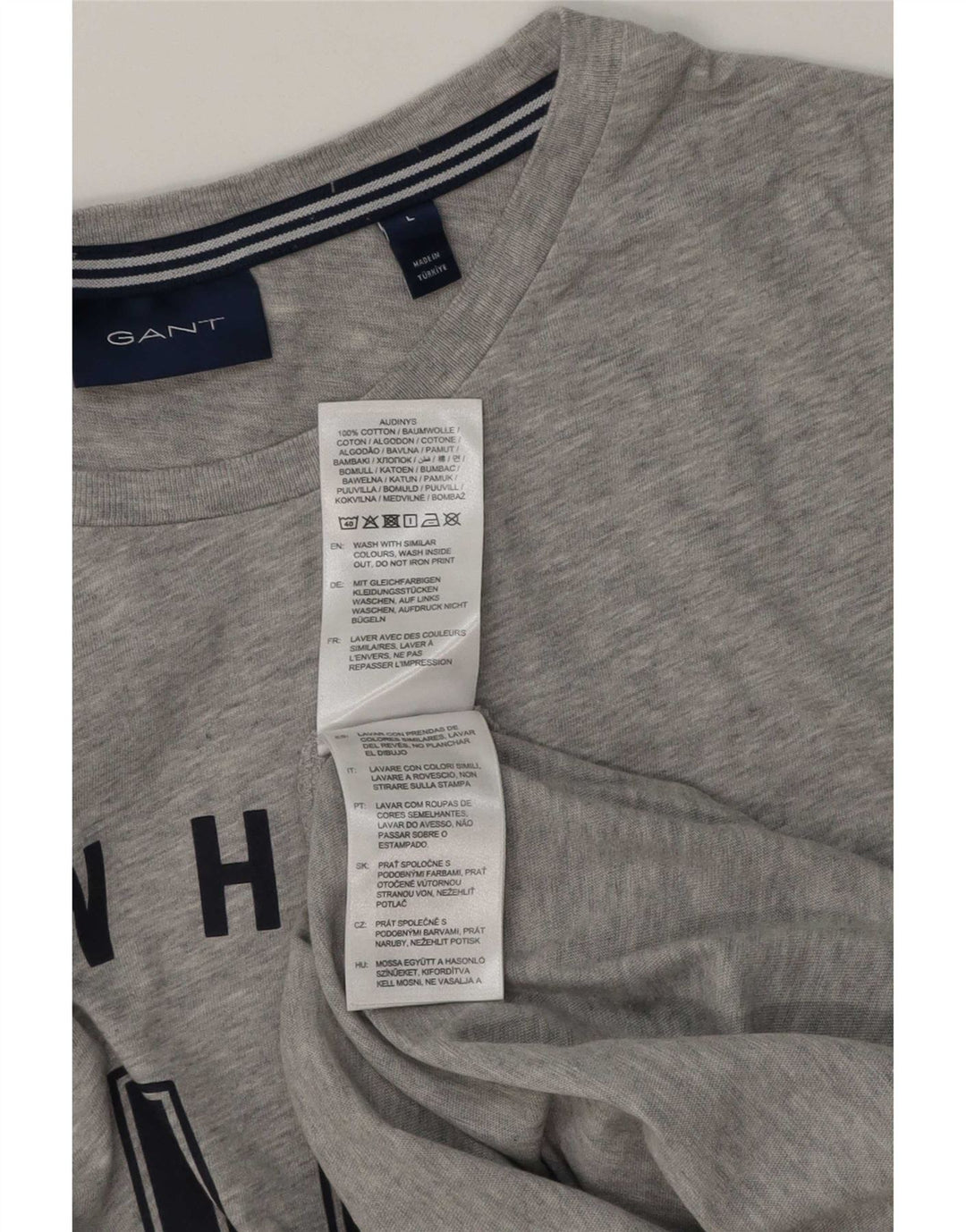 Gant T-shirt grafica da uomo Top grande in cotone grigio