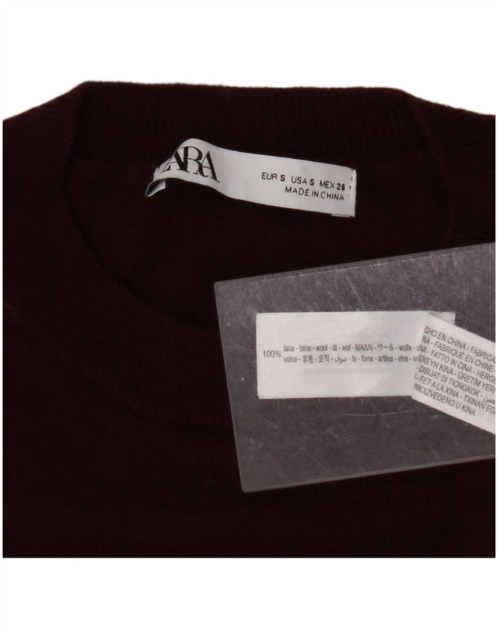 ZARA Maglione Girocollo da Uomo Piccolo in Lana Bordeaux