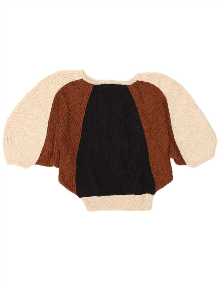Maglione vintage da donna con scollo a barca e maniche a 1/2 IT 44 medio multicolore
