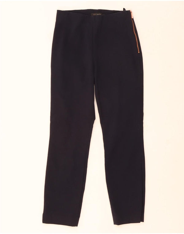 Pantaloni slim da donna Ted Baker taglia 0 2XS W24 L24 cotone blu navy