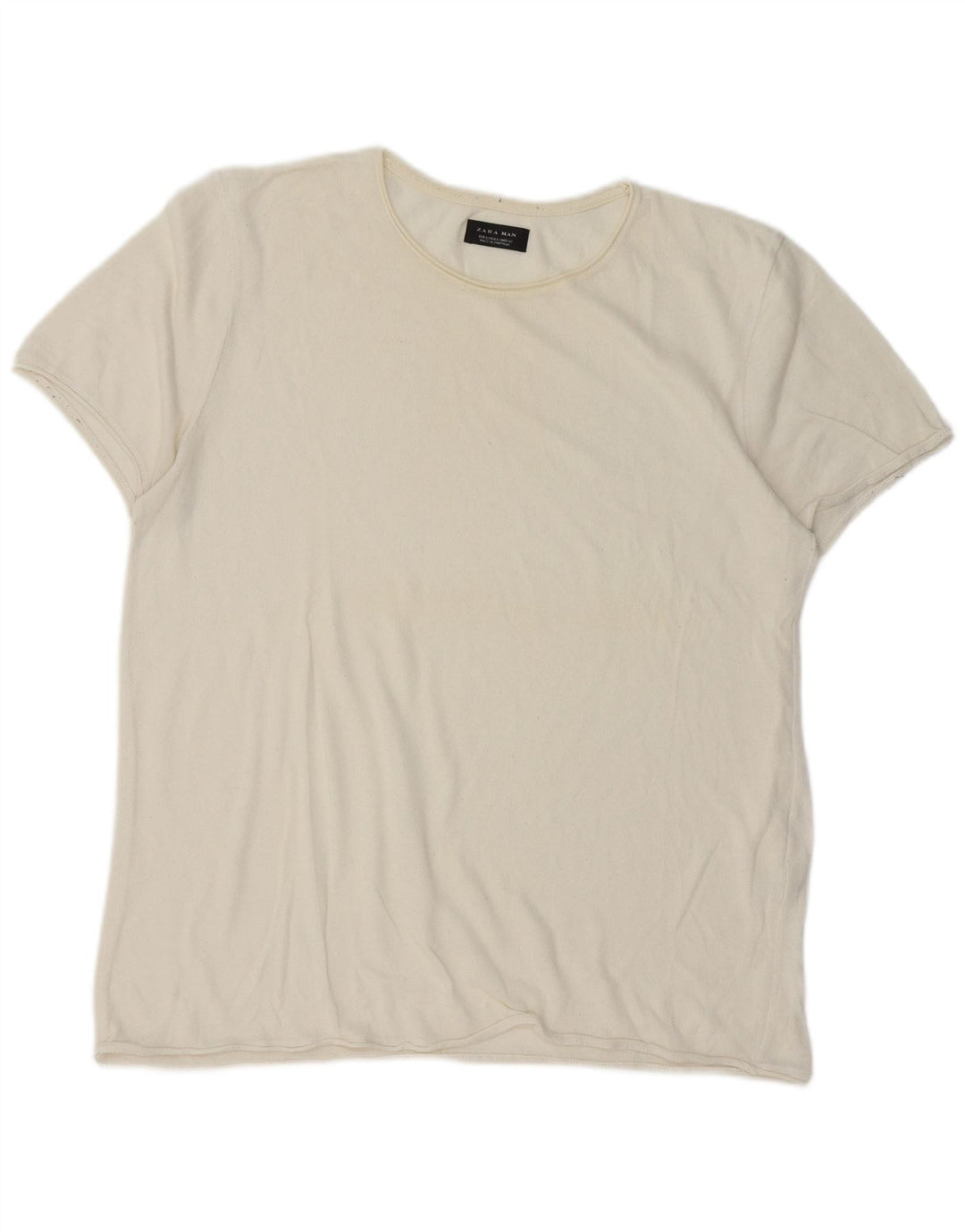 T-shirt da uomo Zara Top Large in cotone bianco sporco
