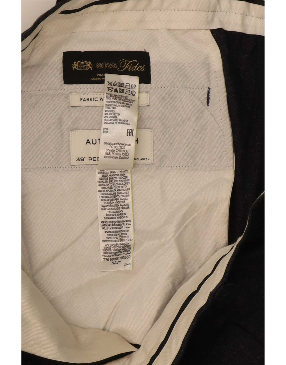 Pantaloni chino autografi da uomo Marks & Spencer W38 L31 blu navy