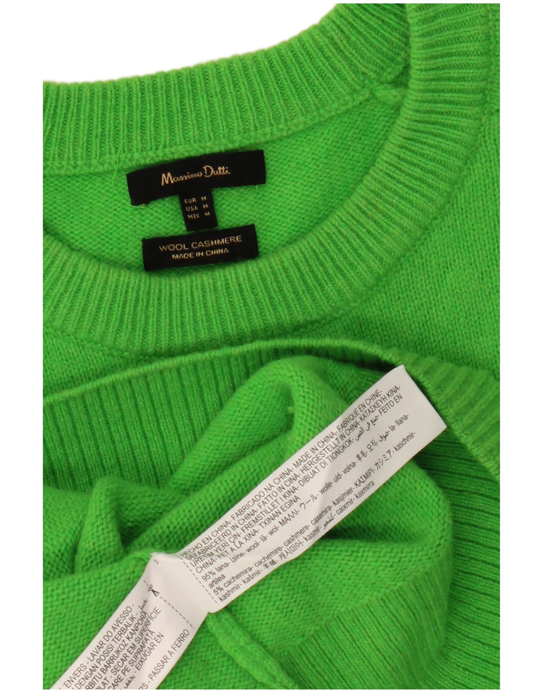 MASSIMO DUTTI Maglione maglione girocollo da donna lungo UK 14 Verde medio