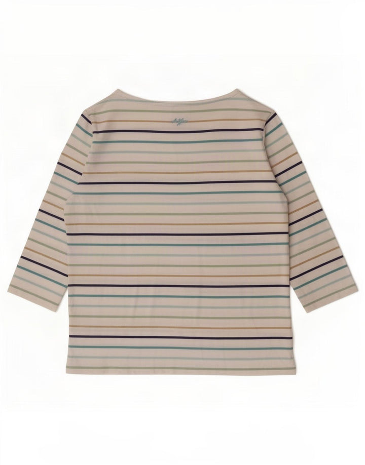 Crew Clothing Top da donna manica 3/4 UK 12 medio a righe multicolore