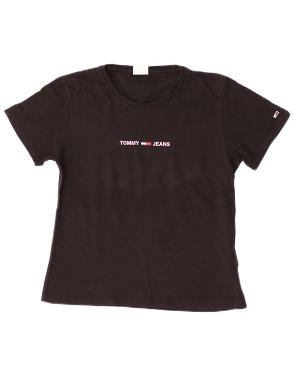 T-shirt grafica a maniche corte da donna Tommy Hilfiger Top UK 12 Medium Nero