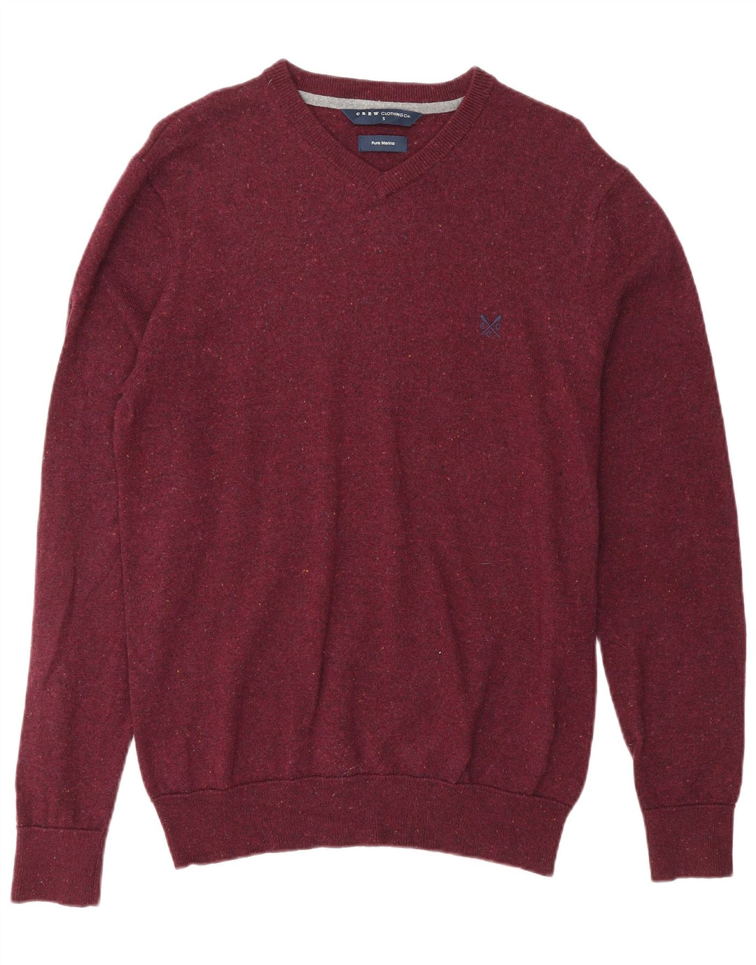 CREW CLOTHING Maglione da uomo con scollo a V piccolo bordeaux screziato