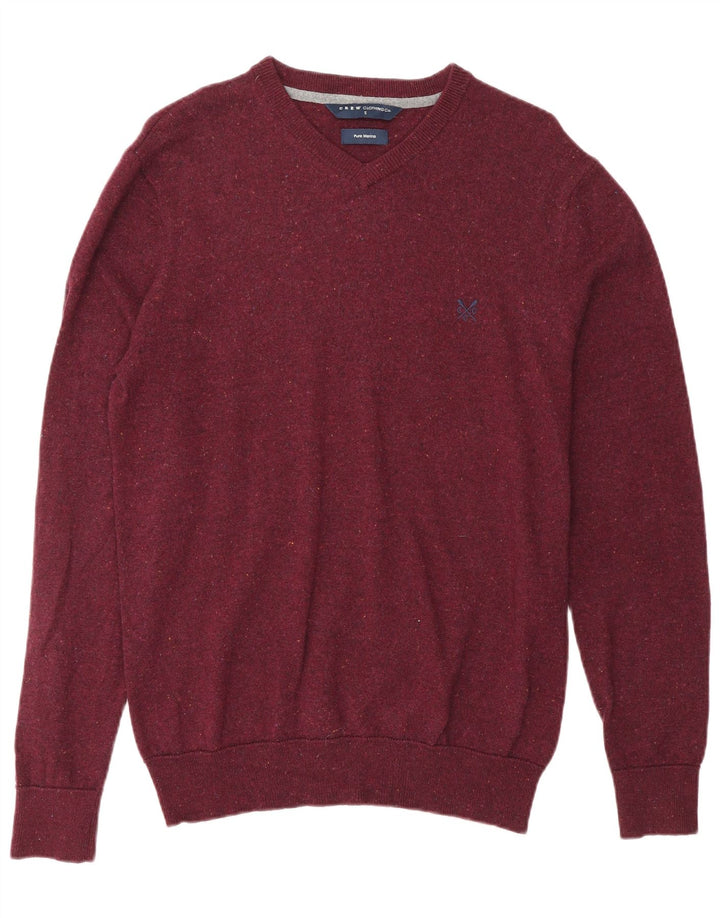 CREW CLOTHING Maglione da uomo con scollo a V piccolo bordeaux screziato