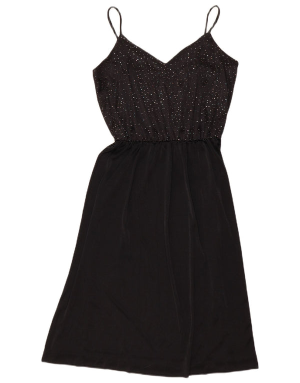 Abito sottoveste vintage da donna UK 12 medio nero