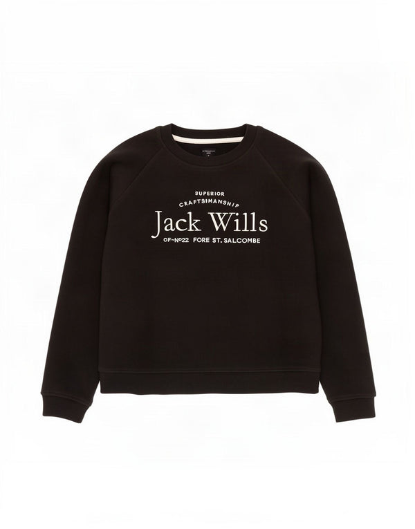 Felpa oversize grafica da donna Jack Wills UK 12 media nera