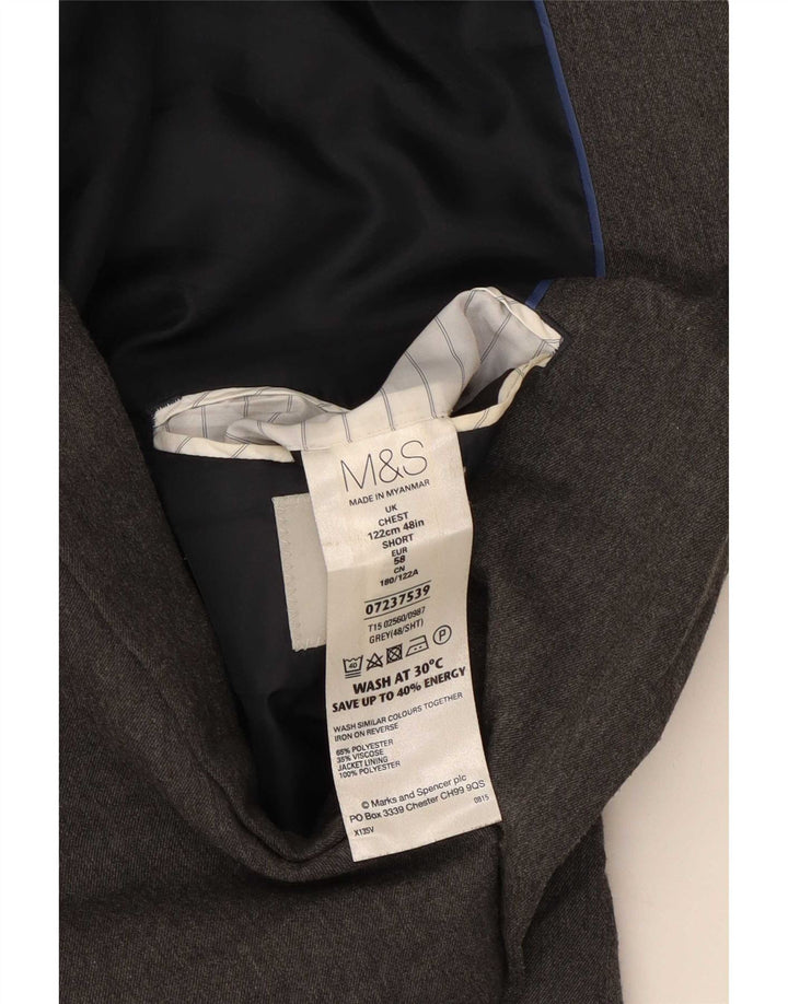 Giacca blazer a 2 bottoni Marks & Spencer da uomo UK 48 2XL poliestere grigio
