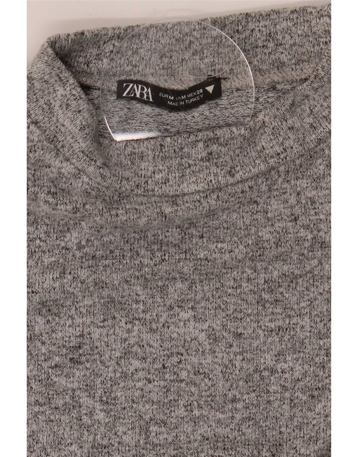 Top Zara da donna a maniche lunghe UK 12 grigio medio chiazzato