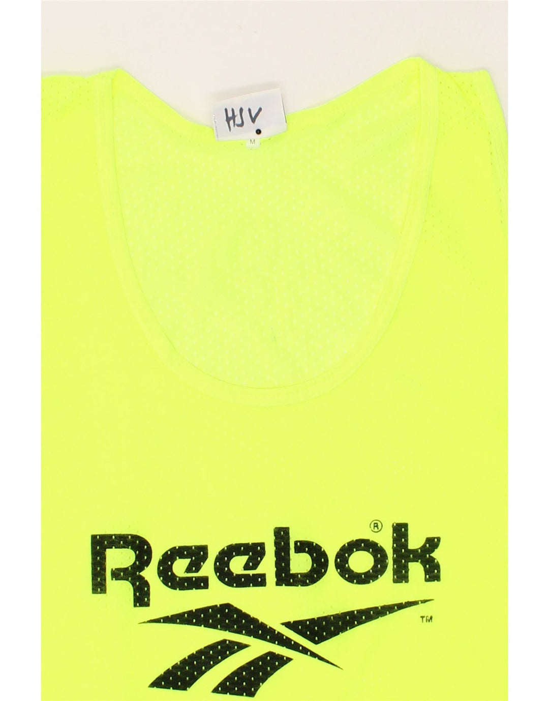 REEBOK Womens Graphic Vest Top UK 14 Medium Yellow Polyamide Vintage Reebok and Second-Hand Reebok from Messina Hembry 