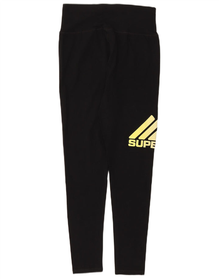 SUPERDRY Womens Graphic Leggings UK 10 Small Black Cotton