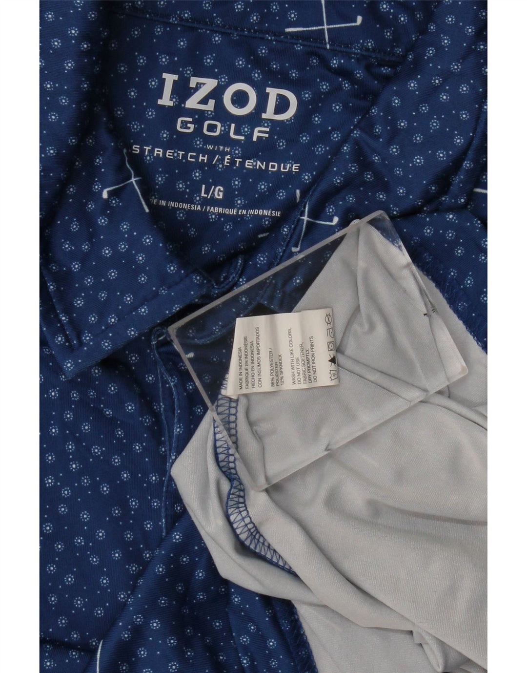 Polo da uomo IZOD grande in poliestere maculato blu