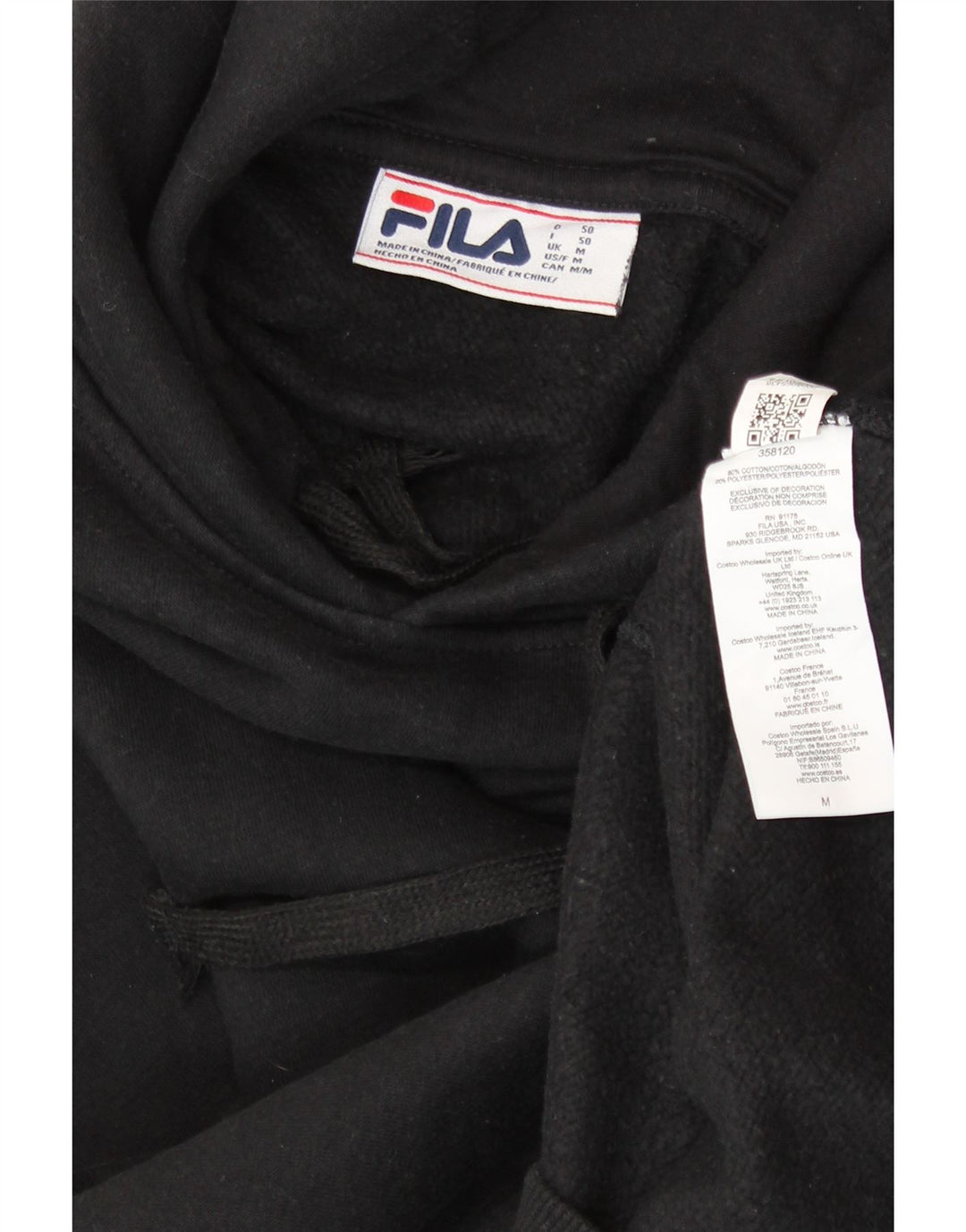 Maglione con cappuccio da uomo FILA in cotone nero medio