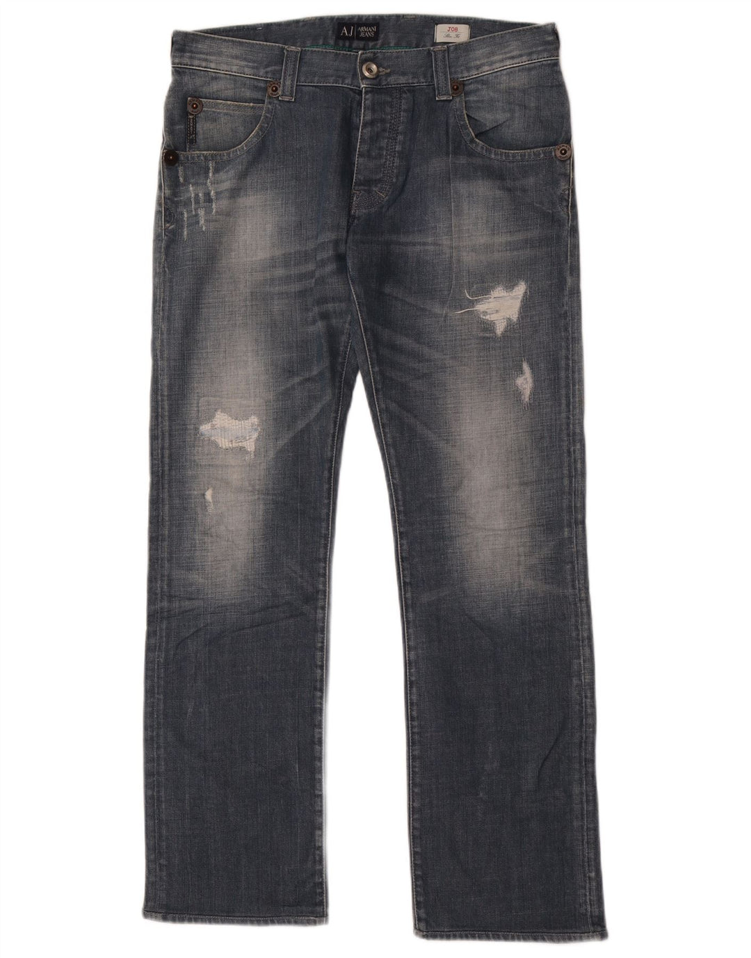 Jeans slim invecchiati da uomo Armani W33 L32 in cotone blu