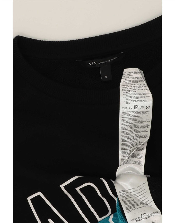 Armani Exchange Uomo Felpa grafica Maglione Medium Black Colourblock