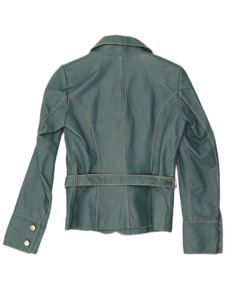 Vero Moda Womens 1 Button Leather Blazer Jacket UK 10 Small Green