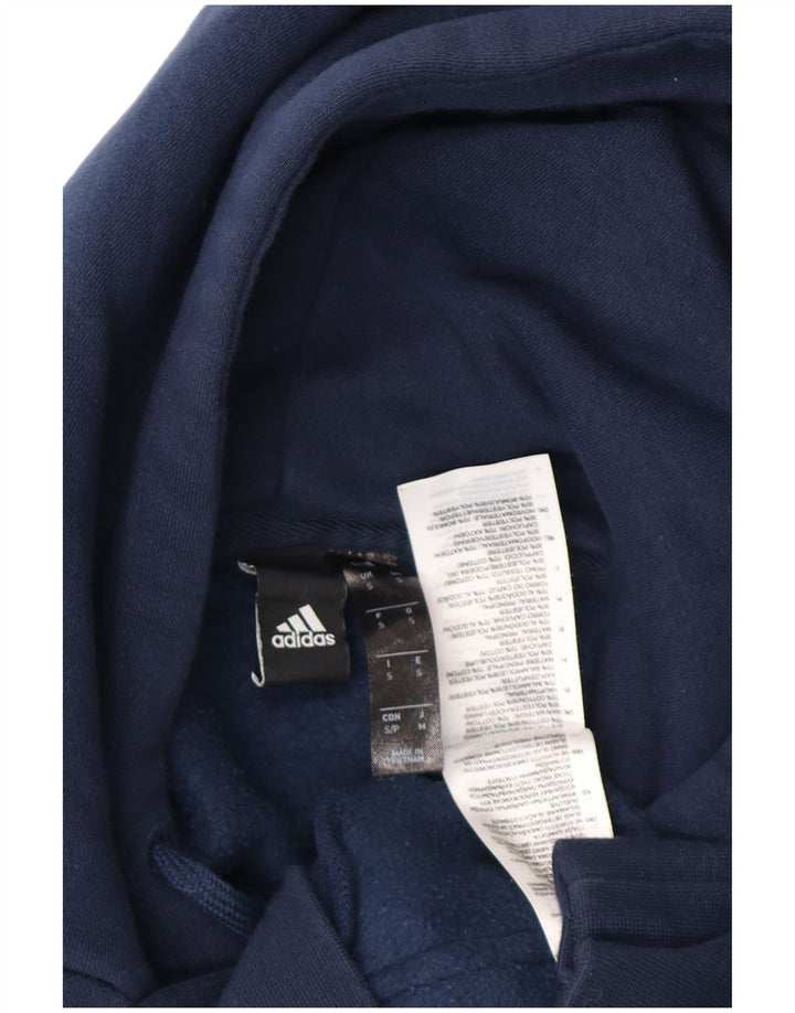 Maglione con cappuccio da uomo ADIDAS piccolo in cotone blu navy