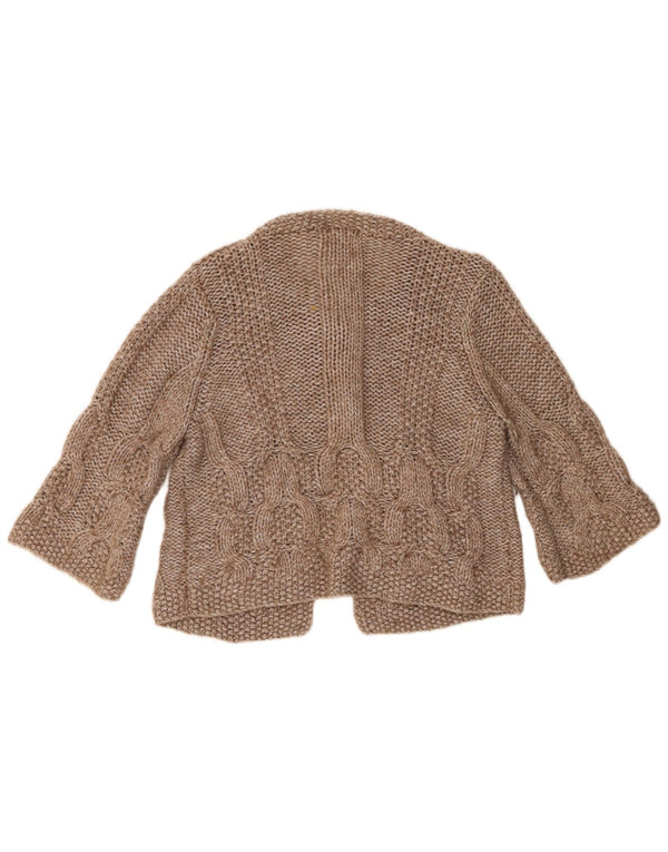 Maglione cardigan corto con maniche a 3/4 Marks & Spencer da donna UK 16 Large Beige