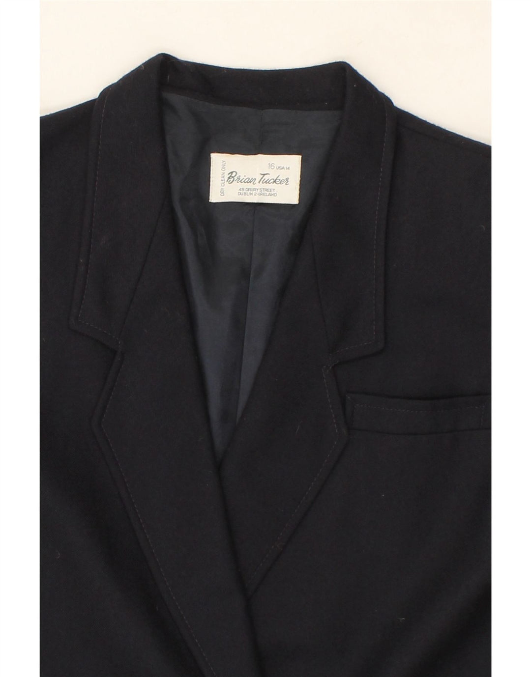 BRIAN TUCKER Womens Double Breasted Blazer Jacket UK 16 Large Navy Blue Vintage Brian Tucker and Second-Hand Brian Tucker from Messina Hembry 