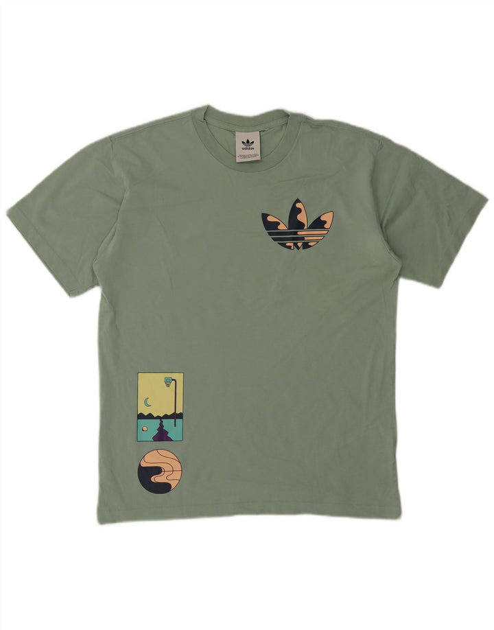 T-shirt grafica da uomo Adidas Top in cotone verde medio
