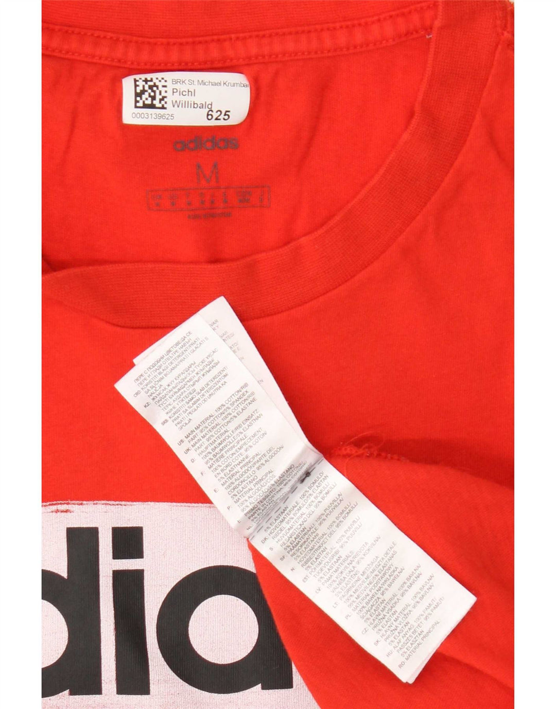 T-shirt grafica da uomo Adidas Top in cotone rosso medio