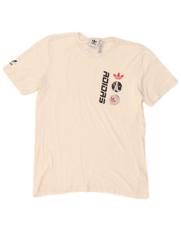 T-shirt grafica da uomo Adidas Top piccola in cotone bianco