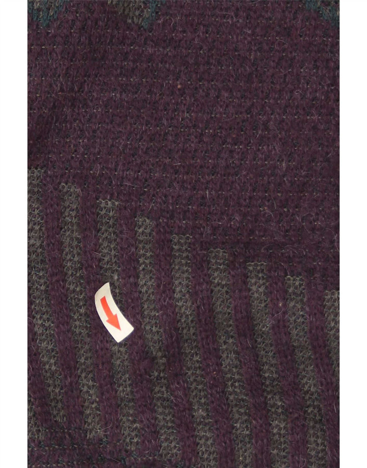 Maglione vintage da uomo girocollo IT 50 viola medio geometrico