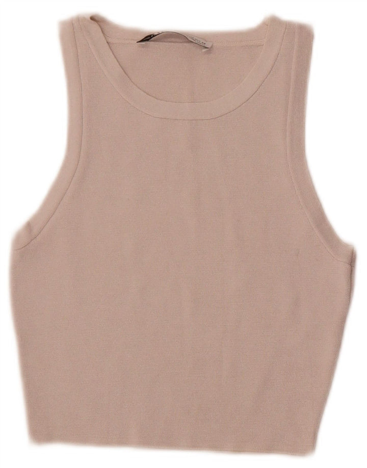 Canotta corta da donna Zara UK 4 XS viscosa bianca