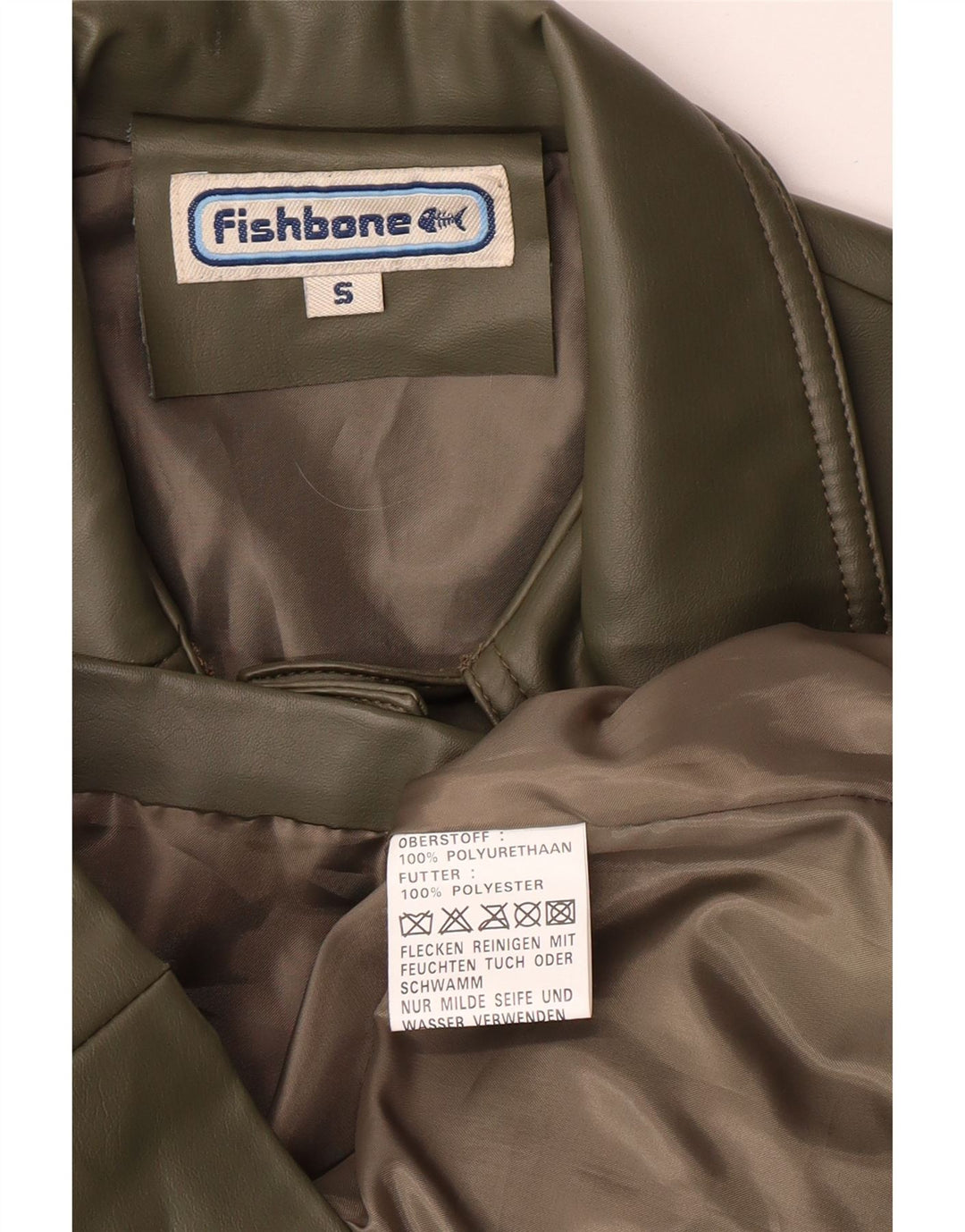 FISHBONE Giacca da donna in ecopelle UK 10 Small Verde Poliuretano