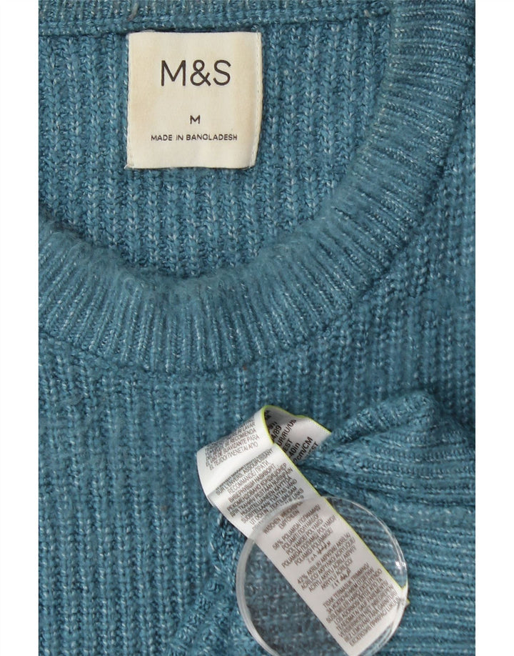 Maglione maglione girocollo da uomo Marks & Spencer blu medio in poliammide