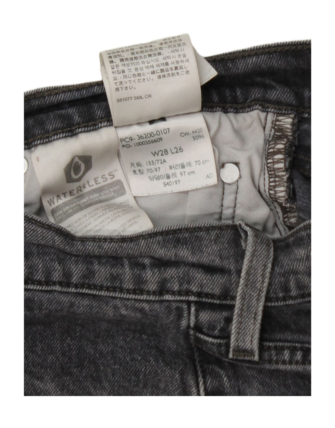 LEVI'S Jeans dritti da donna 501 W28 L26 cotone nero