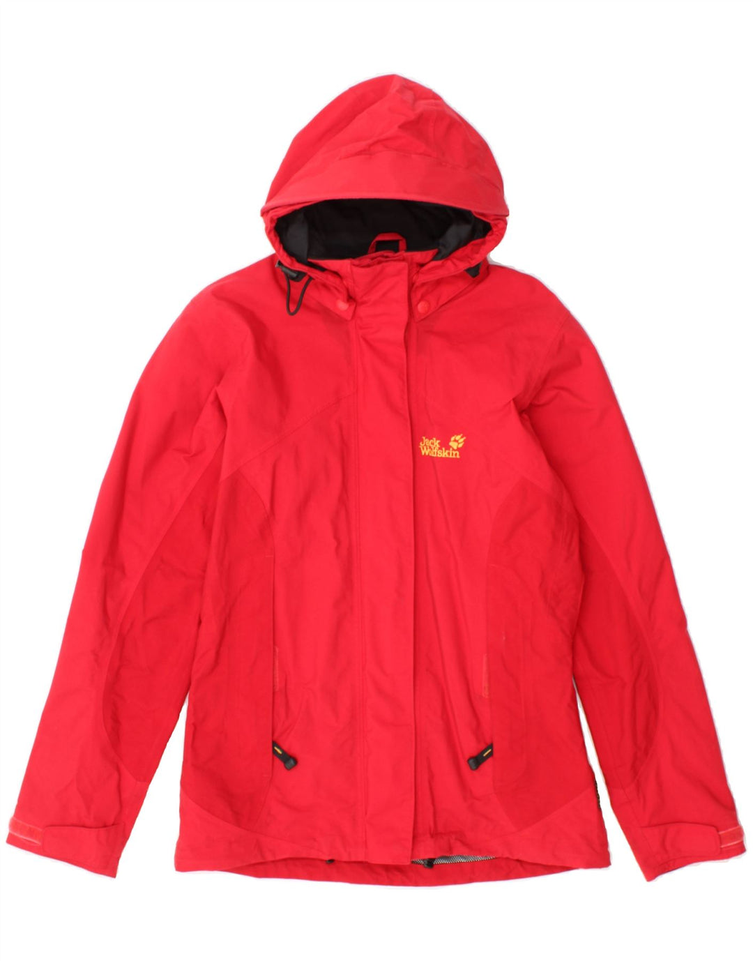 JACK WOLFSKIN Womens Hooded Rain Jacket UK 10 Small Red Polyamide Vintage Jack Wolfskin and Second-Hand Jack Wolfskin from Messina Hembry 