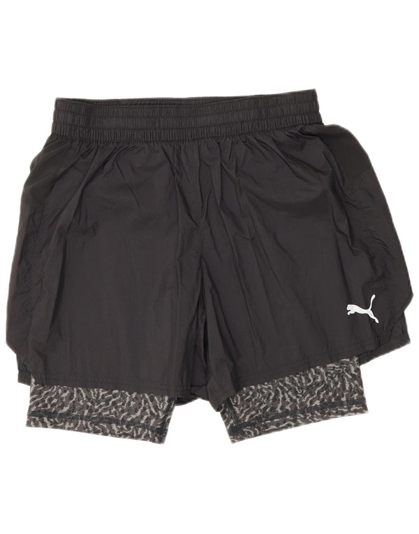 Pantaloncini sportivi da donna Puma UK 12 Medium Nero Animal Print Nylon