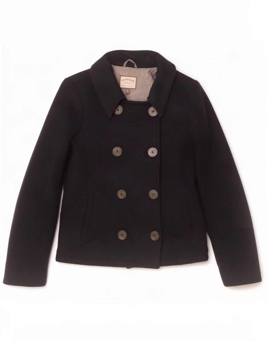 Cappotto da marinaio da donna Fat Face UK 10 piccolo in lana blu navy