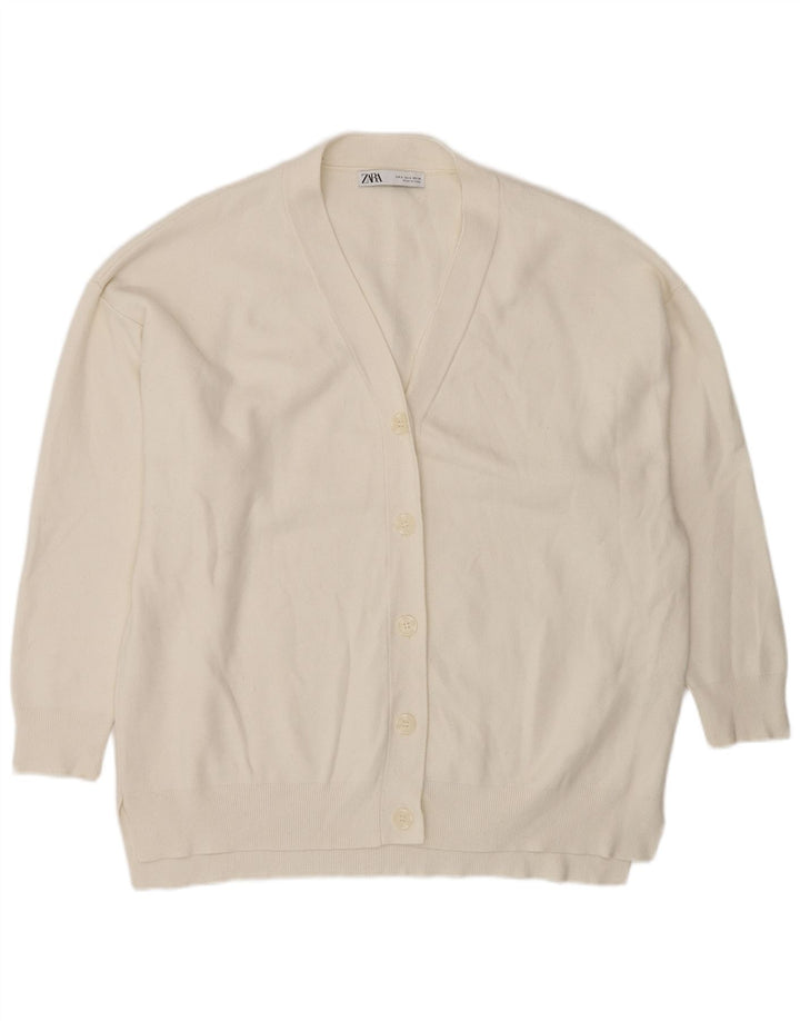 Maglione cardigan oversize da donna Zara UK 10 piccolo in viscosa bianca
