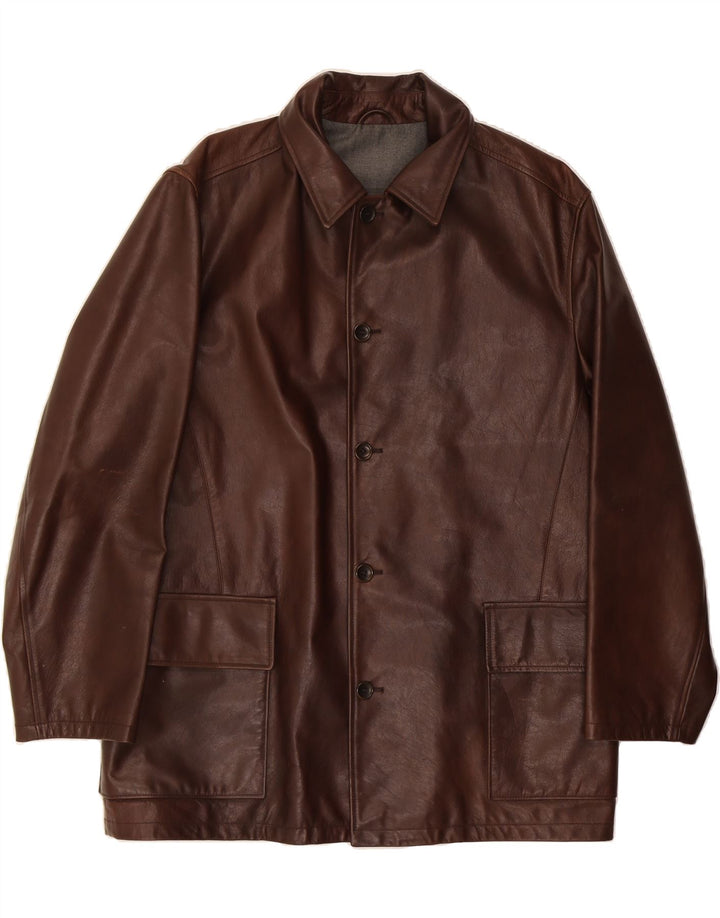 JAEGER Mens Leather Jacket UK 40 Large Brown Leather Vintage Jaeger and Second-Hand Jaeger from Messina Hembry 