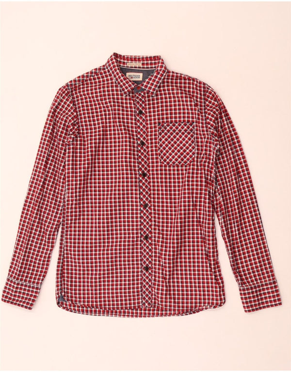 Camicia da uomo Tommy Hilfiger piccola in cotone a quadretti rossi