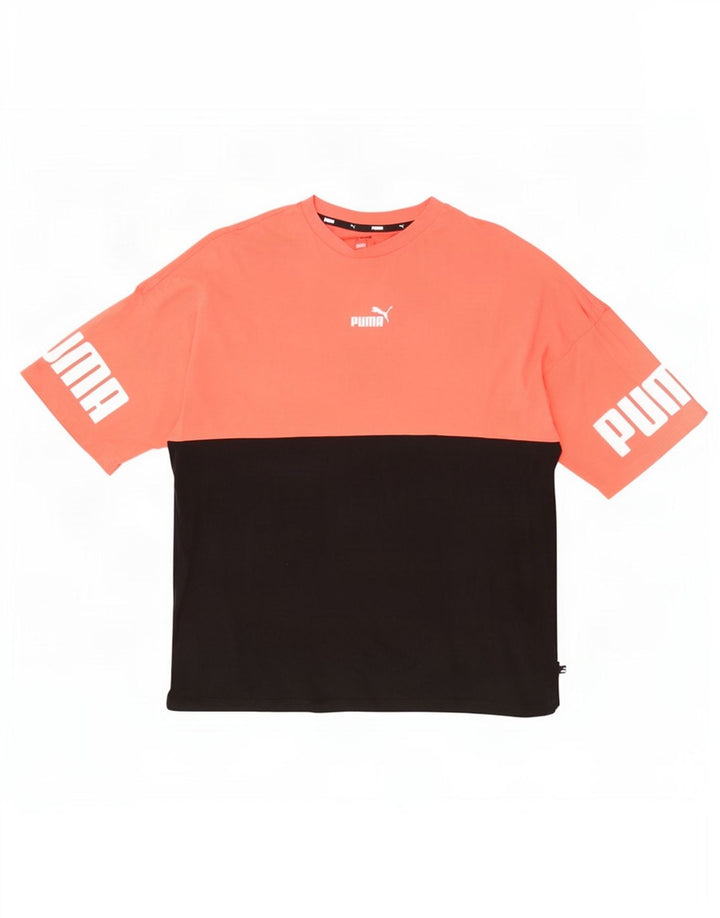 Puma T-shirt grafica da uomo Top Large in cotone color block nero