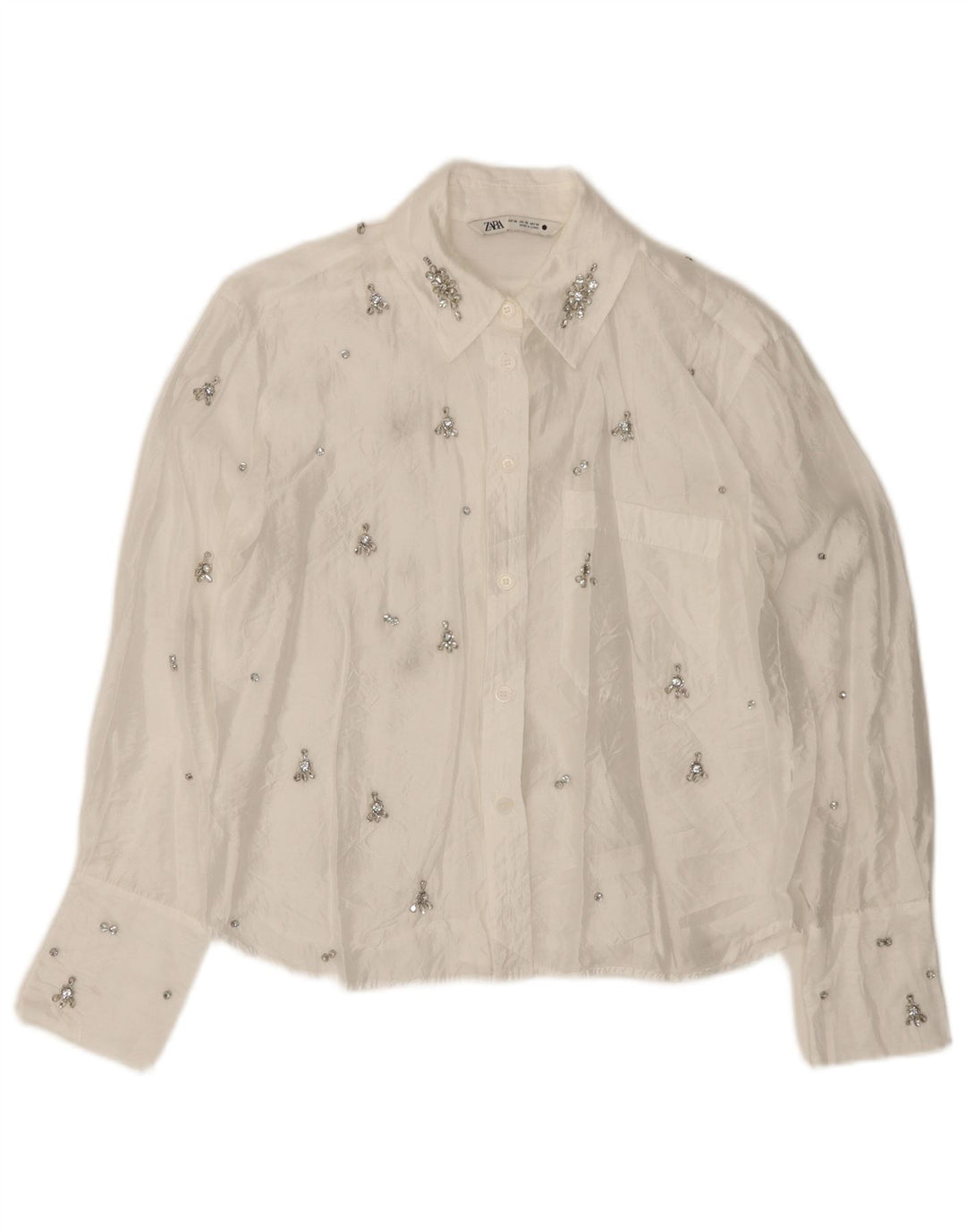 Camicetta Camicia Oversize da Donna ZARA UK 6 XS Bianca