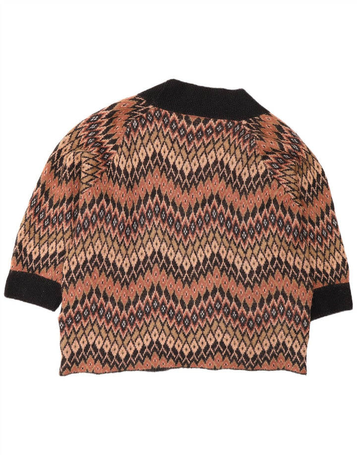 Topshop Maglione cardigan aperto oversize da donna UK 12 Marrone medio geometrico