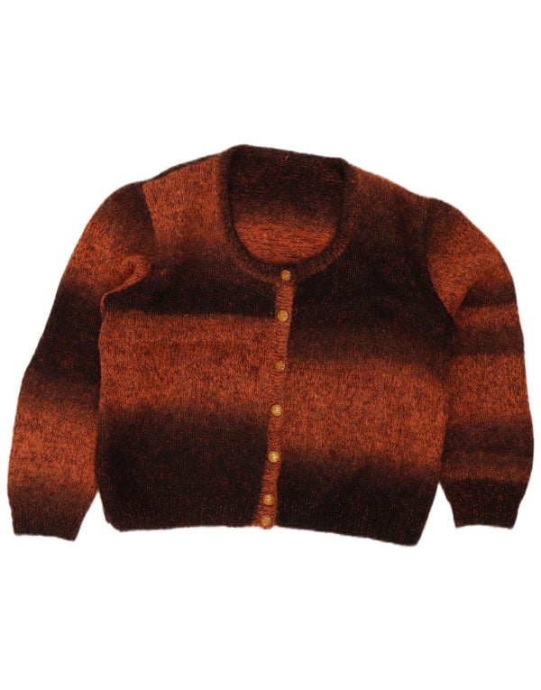 Maglione cardigan da donna vintage UK 18 XL color block marrone